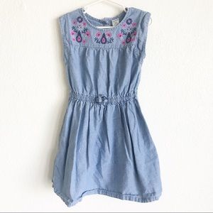 CARTERS Denim Floral Embroidered Dress